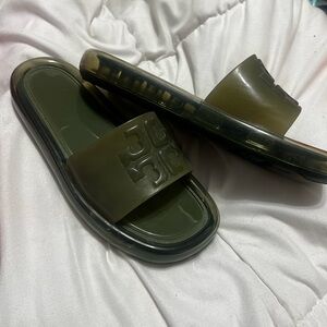Tory Burch Olive Green Slide Sandals